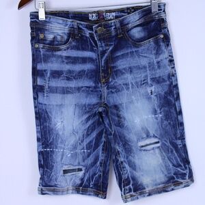 Rebel Legacy Boys’ Size 16 Distressed Denim Shorts – Blue Acid Wash